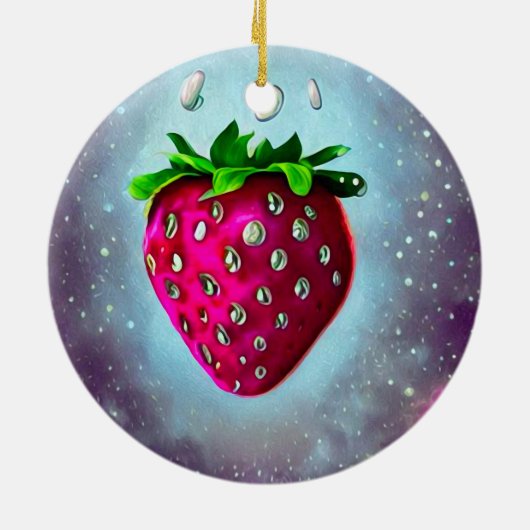 Zilver Seed Strawberry Keramisch Ornament (Achterkant)