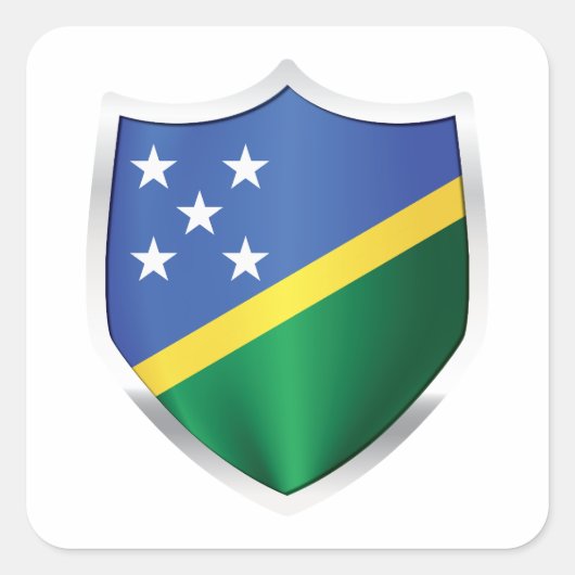Zilver Shield Flag op de Salomonseilanden Vierkante Sticker (Voorkant)