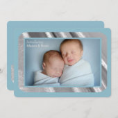Zilver Shimmer Foto geboorteaankondiging Aankondiging (Voorkant / Achterkant)