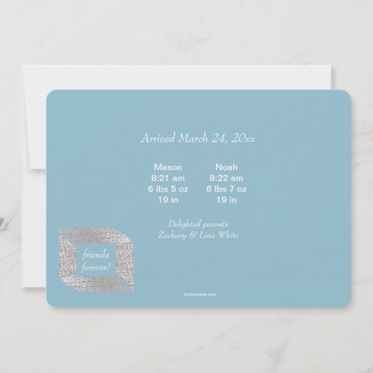 Zilver Shimmer Foto geboorteaankondiging Aankondiging (Achterkant)