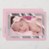 Zilver Shimmer Foto roze geboorteaankondiging Aankondiging (Voorkant / Achterkant)