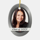Zilver Shiny Afstuderen Ornament fotosjabloon (Voorkant)