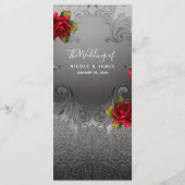 Zilver Sierlijke  Fancy Rode Rozen Menu (Achterkant)