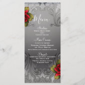 Zilver Sierlijke  Fancy Rode Rozen Menu (Voorkant)