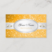 Zilver Sinaasappel Glitter Sparkle Diamonds Stijlv Visitekaartje (Voorkant)