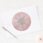Zilver sneeuwvlok roze elegante  winter ronde sticker (Envelop)