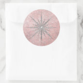 Zilver sneeuwvlok roze elegante  winter ronde sticker (Tas)