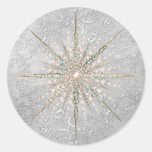 Zilver sneeuwvlok roze elegante  winter ronde sticker (Voorkant)