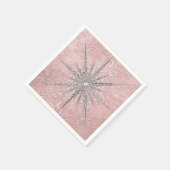 Zilver sneeuwvlok roze elegante  winter servet (Hoek)