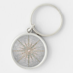 Zilver sneeuwvlok roze elegante winter sleutelhanger