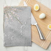 Zilver sneeuwvlok roze elegante  winter theedoek (Quarter Fold)