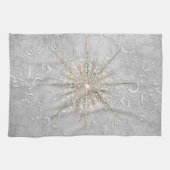 Zilver sneeuwvlok roze elegante  winter theedoek (Horizontaal)