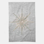 Zilver sneeuwvlok roze elegante  winter theedoek (Verticaal)