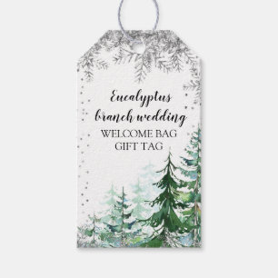 Zilver sneeuwvlokbos Favor Gift Label Cadeaulabel