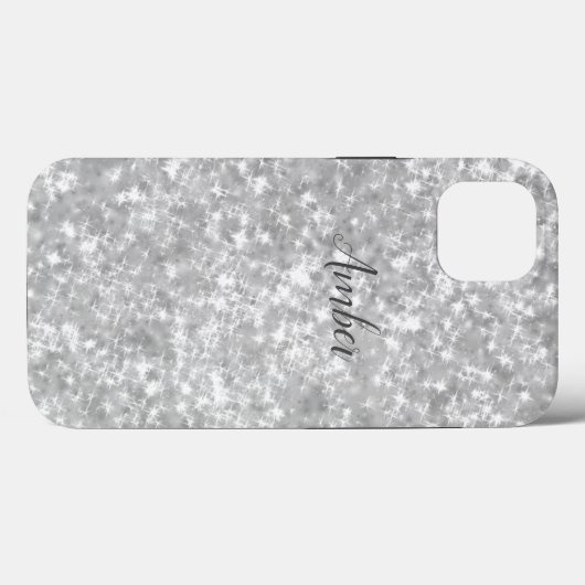 Zilver Sparkle Glitter Elegant Personeelslid Case-Mate iPhone Case (Achterkant (horizontaal))