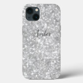 Zilver Sparkle Glitter Elegant Personeelslid Case-Mate iPhone Case (Achterkant)
