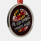 Zilver Spring Maryland vlag grunge round ornament (Rechts)