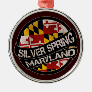 Zilver Spring Maryland vlag grunge round ornament
