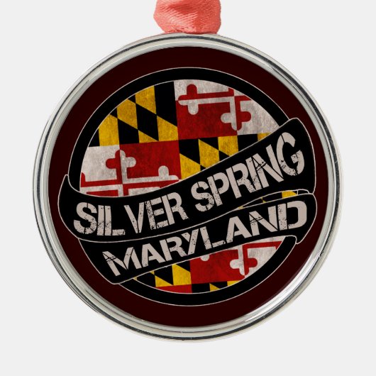 Zilver Spring Maryland vlag grunge round ornament (Voorkant)
