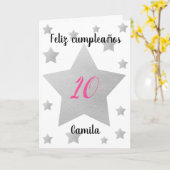 Zilver Stars Girl Kaart (Gele Bloem)