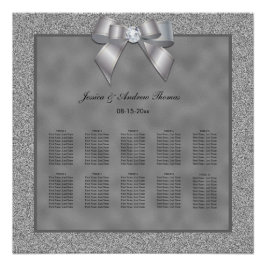 Zilver & Stijlvolle Glitter Bruiloft Zitplaats Cha Perfect Poster