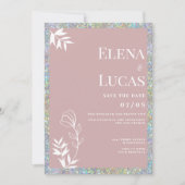 Zilver stoffig roos witte schets bloemenbruiloft kaart (Voorkant)