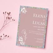 Zilver stoffig roos witte schets bloemenbruiloft kaart