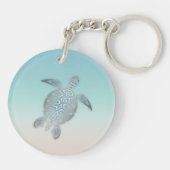 Zilver Strand Zeeschildpad Stijl Sleutelhanger (Achterkant)