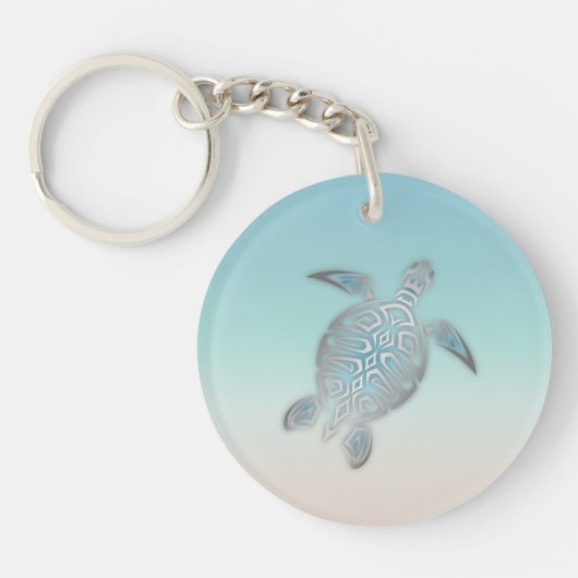 Zilver Strand Zeeschildpad Stijl Sleutelhanger (Voorkant)