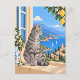 Zilver Tabby American Shorthair Kust Briefkaart