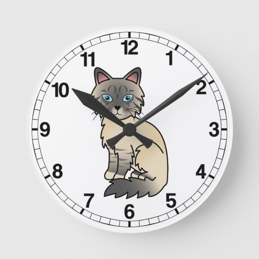 Zilver Tabby Birman / Ragdoll Kat Ronde Klok (Voorkant)