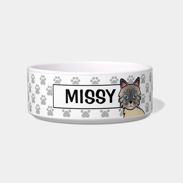 Zilver Tabby Birman / Ragdoll Kat Voerbakje (Voorkant)
