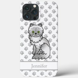 Zilver Tabby Chinchilla Grijs Perzisch Kat & Naam Case-Mate iPhone Case