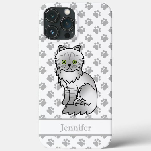 Zilver Tabby Chinchilla Grijs Perzisch Kat & Naam Case-Mate iPhone Case (Achterkant)