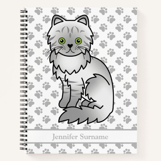 Zilver Tabby Chinchilla Perzische Kat & Aangepaste Notitieboek (Voorkant)