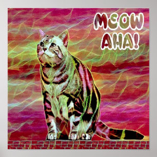 Zilver Tabby Kat Poster