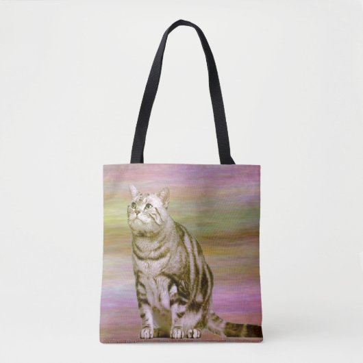 Zilver Tabby Kat Tote Bag (Voorkant)