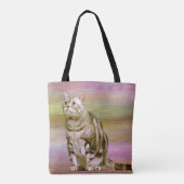 Zilver Tabby Kat Tote Bag (Achterkant)