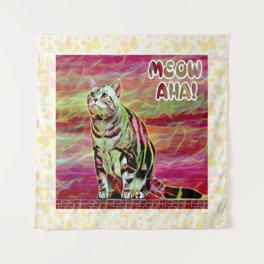 Zilver Tabby Kat Wandkleed (Voorkant)