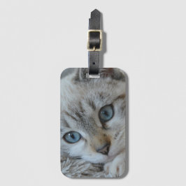 Zilver Tabby Siamese Bagagelabel
