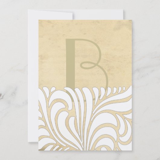 Zilver & Tan Swirl Patroon Bruiloft uitnodiging (Achterkant)