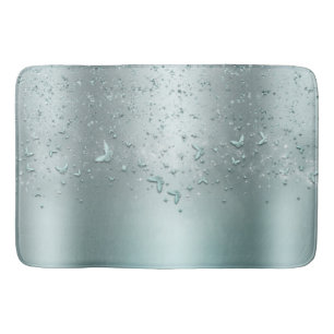 Zilver Teal Glans Glitter Fladderende Vlinder Badmat