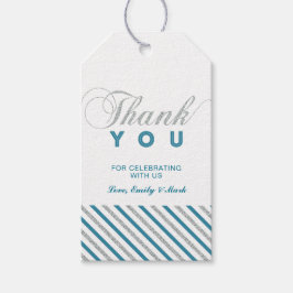 Zilver & Teal | Moderne bedankkaartjes voor feestg Cadeaulabel