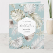 Zilver Tropisch Bladerwerk Vrijgezellenfeest Kaart (Voorkant)