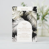 Zilver Tropisch gebladerte Receptie Details Informatiekaartje (Staand voorkant)