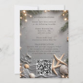 Zilver Tropisch Strand Starfish Paar Trouwen Kaart (Achterkant)