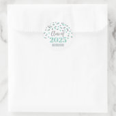 Zilver Turquoise Confetti Afstuderen 2025 Ronde Sticker (Tas)