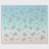 Zilver Turquoise Zeeschildpadden Aloha Kust Cadeaupapier (Vlak)