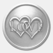 Zilver Twee Verstrengelde Harten Trouwring Ronde Sticker (Voorkant)