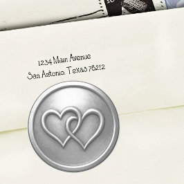 Zilver Twee Verstrengelde Harten Trouwring Ronde Sticker